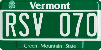 VT license plate RSV070