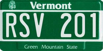 VT license plate RSV201