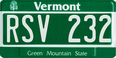 VT license plate RSV232