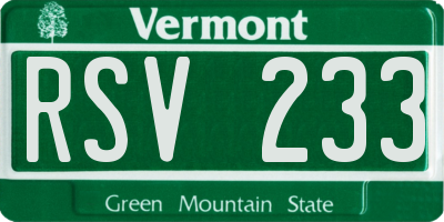 VT license plate RSV233