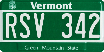 VT license plate RSV342