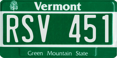 VT license plate RSV451