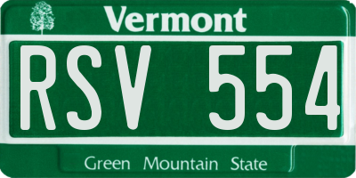 VT license plate RSV554