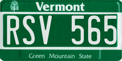 VT license plate RSV565
