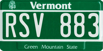 VT license plate RSV883