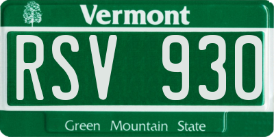 VT license plate RSV930