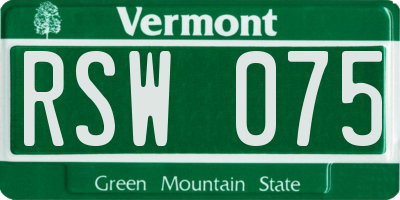 VT license plate RSW075