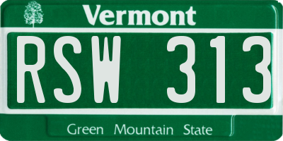 VT license plate RSW313