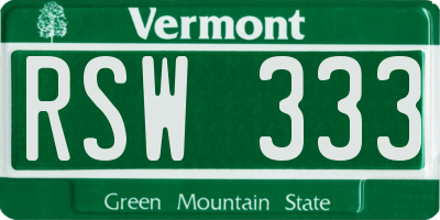 VT license plate RSW333