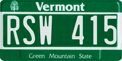 VT license plate RSW415