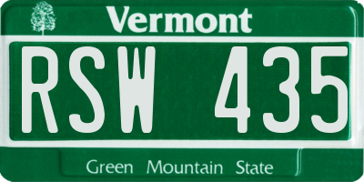 VT license plate RSW435