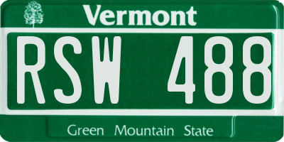VT license plate RSW488