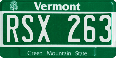 VT license plate RSX263