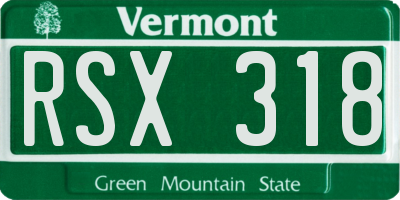 VT license plate RSX318