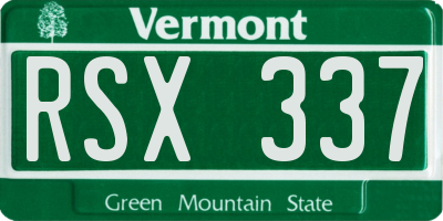 VT license plate RSX337