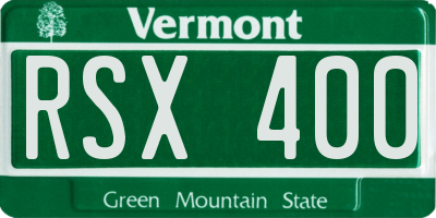 VT license plate RSX400