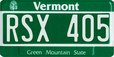 VT license plate RSX405