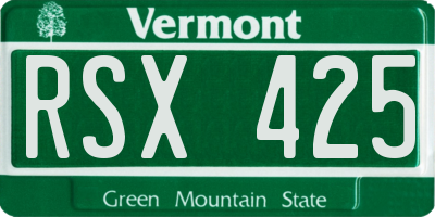 VT license plate RSX425