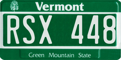 VT license plate RSX448