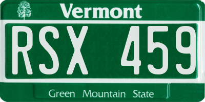 VT license plate RSX459