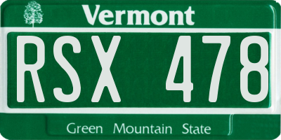 VT license plate RSX478