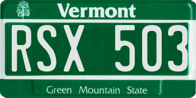 VT license plate RSX503