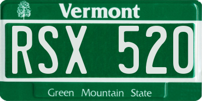 VT license plate RSX520