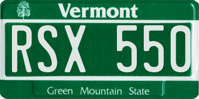 VT license plate RSX550