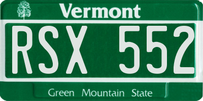 VT license plate RSX552