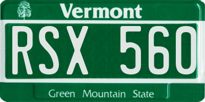 VT license plate RSX560