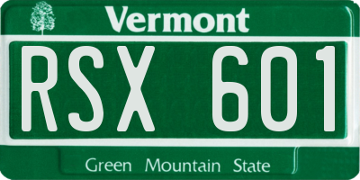 VT license plate RSX601