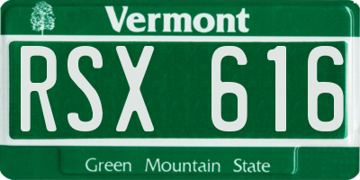 VT license plate RSX616