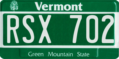VT license plate RSX702
