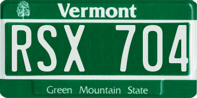 VT license plate RSX704