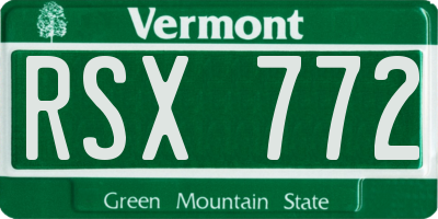 VT license plate RSX772