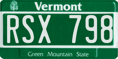 VT license plate RSX798