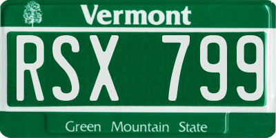 VT license plate RSX799