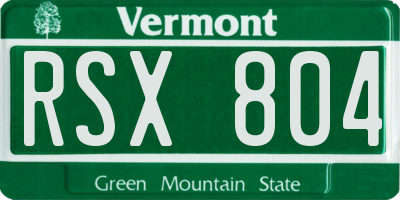 VT license plate RSX804