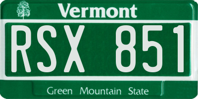 VT license plate RSX851