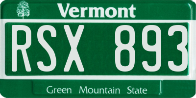 VT license plate RSX893