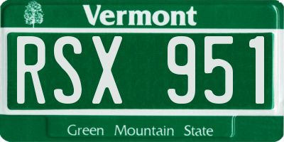 VT license plate RSX951