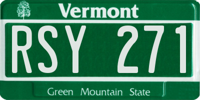 VT license plate RSY271