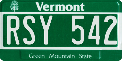 VT license plate RSY542