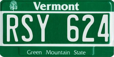 VT license plate RSY624