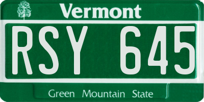 VT license plate RSY645