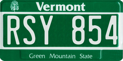 VT license plate RSY854
