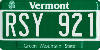 VT license plate RSY921