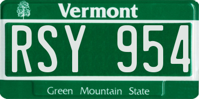 VT license plate RSY954