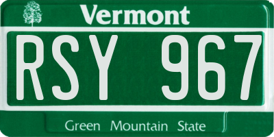 VT license plate RSY967