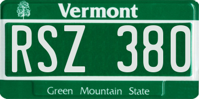 VT license plate RSZ380